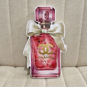 NEW Wooden Decor Pink Perfume Bottle With Bow Floral Coquette‎